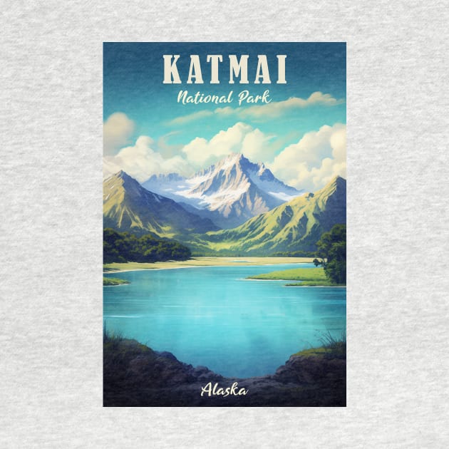 Katmai National Park Travel Poster by GreenMary Design